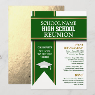 School Colors Banner Custom Class Reunion Invitation
