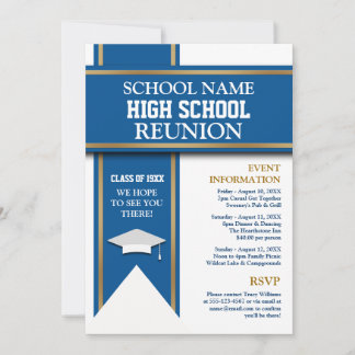 School Colors Banner Custom Class Reunion Invitation