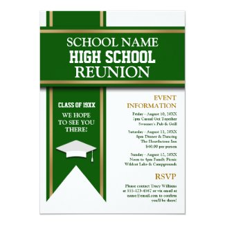 School Colors Banner Custom Class Reunion Invitation