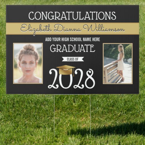 School Colors Black and Gold Graduation Sign