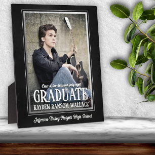 School Colors Black and White Graduation Photo Plaque