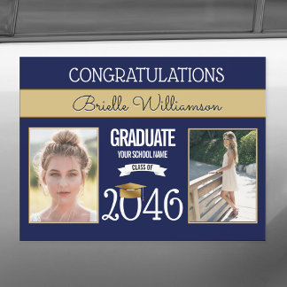 School Colors Blue and Gold Graduation Party Car Magnet