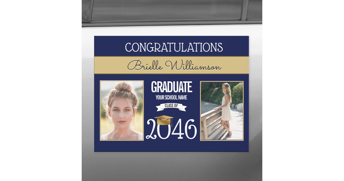 School Colors Blue and Gold Graduation Party Car Magnet | Zazzle