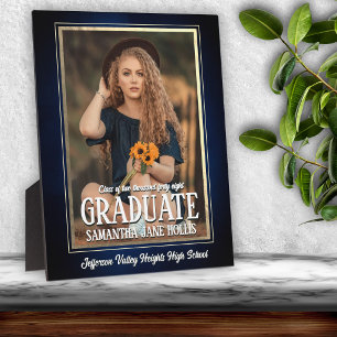 School Colors Blue and Gold Graduation Photo Plaque