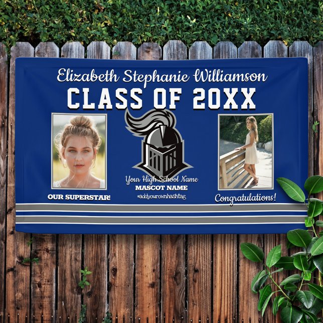 School Colors Blue and Silver Graduation Banner (Creator Uploaded)