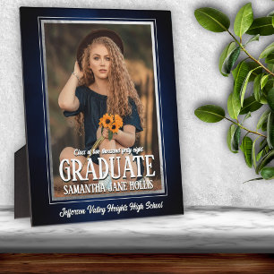 School Colors Blue and White Graduation Photo Plaque