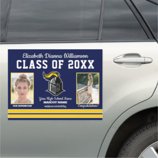 School Colors Blue and Yellow Graduation Party Car Magnet