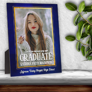 School Colors Blue and Yellow Graduation Photo Plaque