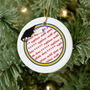 School Colors Blue & Gold Graduation Ceramic Ornament