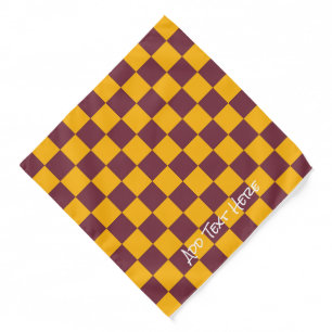 School Colors Check Maroon Gold TEXT Team Spirit Bandana