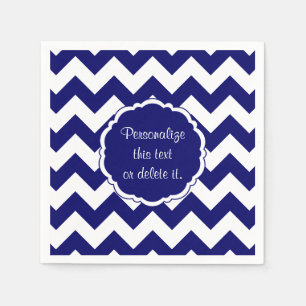 School-Colors-Chevron, Blue-White, Dark- Napkins