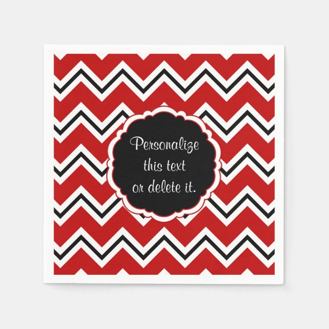 School-Colors-Chevron, Red, White and Black- Napkins (Front)