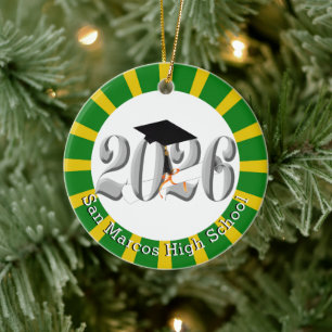 School Colors Class of 2026 Photo Ceramic Ornament