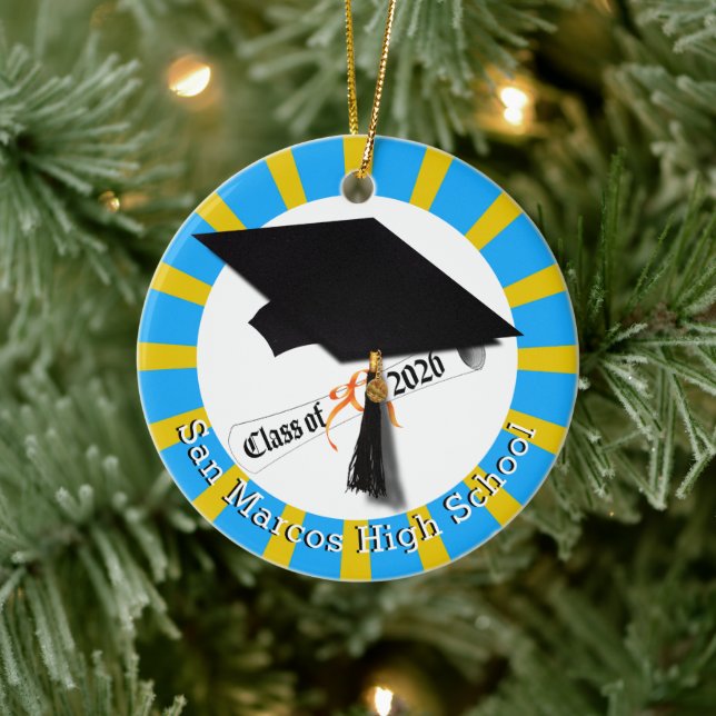 School Colors Class of 2026 Photo Ceramic Ornament (Tree)