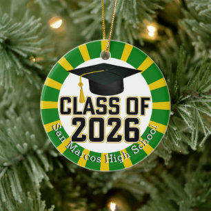School Colors Class of 2026 Photo Ceramic Ornament