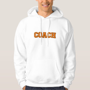 School Colors COACH Mens Hoodie, Orange Black Hoodie