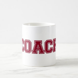 School Colors COACH Mug, Burgundy White Coffee Mug