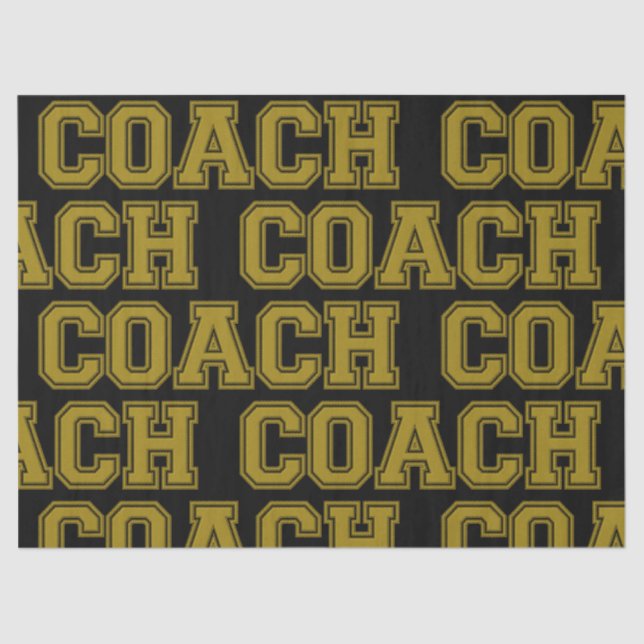 School Colors COACH Varsity Letters-Black-Gold Tissue Paper (Front)
