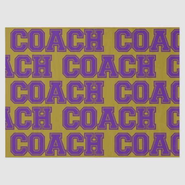 School Colors COACH Varsity Letters-Purple-Gold Tissue Paper (Front)