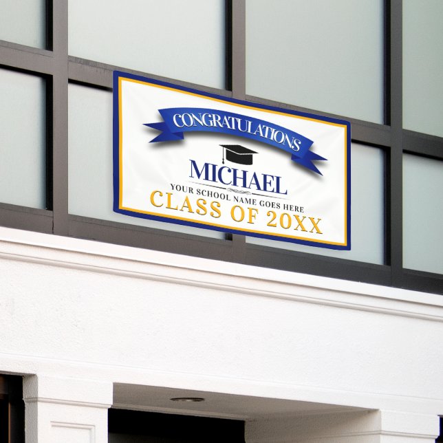 School Colors Congratulations Graduation Banner (Outside Building)