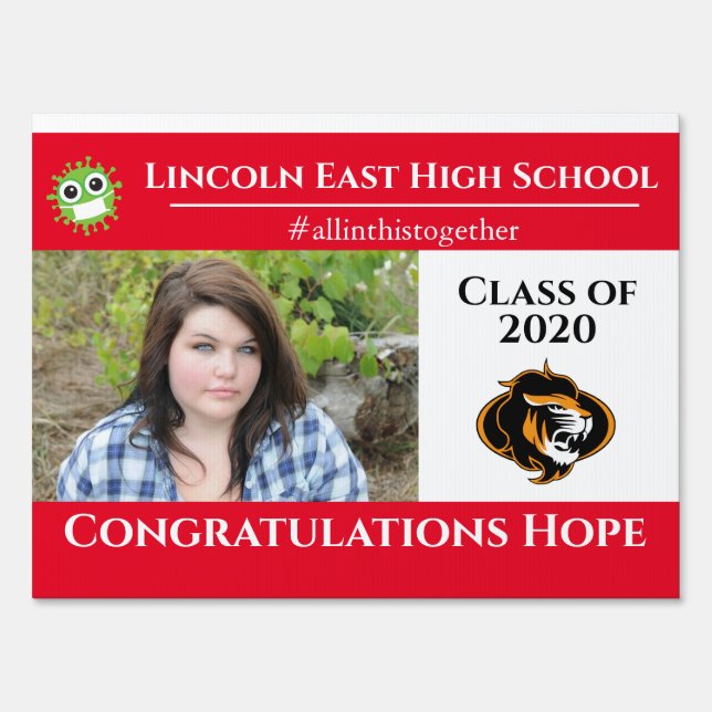 School Colors, Custom Graduation Yard Signs, Red Sign (Front)