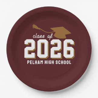 School Colors Grad MAROON CUSTOMIZABLE Paper Plates