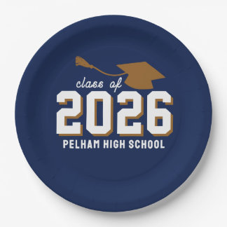 School Colors Grad NAVY CUSTOMIZABLE Paper Plates