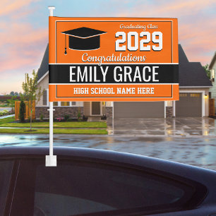 School Colors Graduation Celebration Car Flag