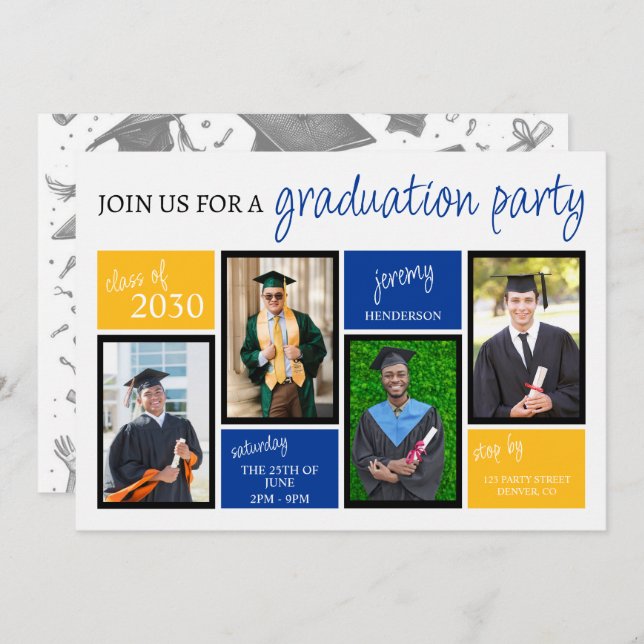 School Colors Graduation Party Invitation (Front/Back)