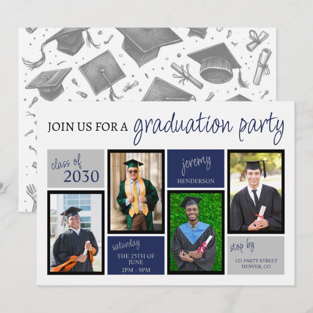 School Colors Graduation Party Invitation (Front/Back)