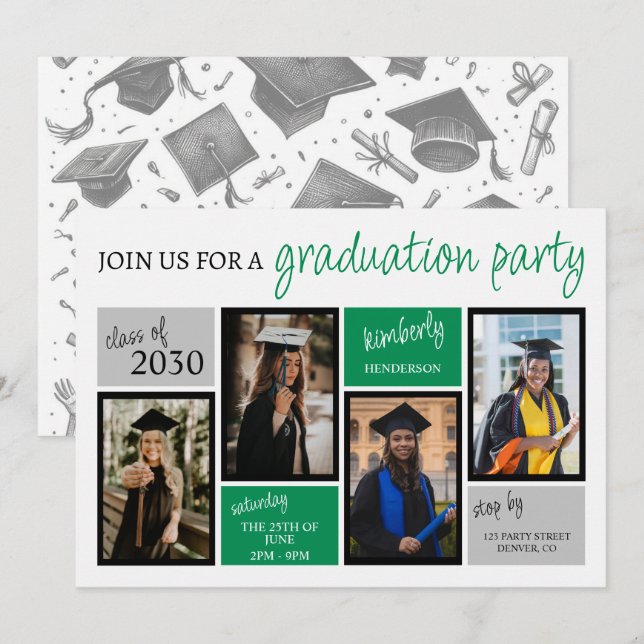 School Colors Graduation Party Invitation (Front/Back)