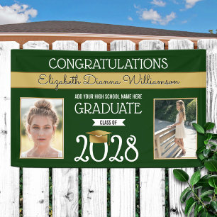 School Colors Green and Gold Graduation Banner