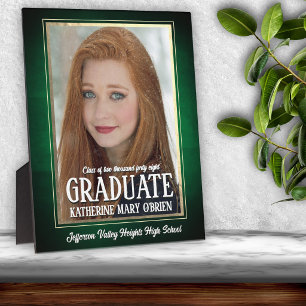 School Colors Green and Gold Graduation Photo Plaque