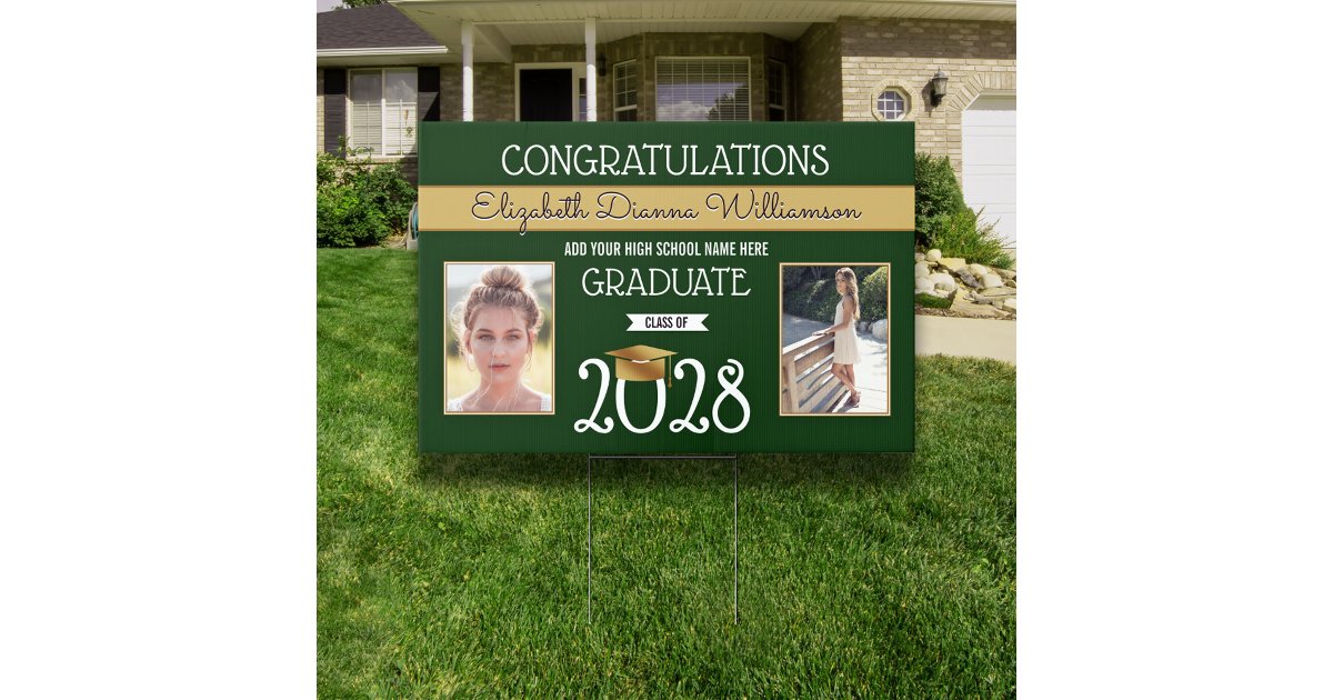 School Colors Green and Gold Graduation Sign | Zazzle