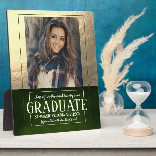 School Colors Green and Gold Photo Keepsake Plaque