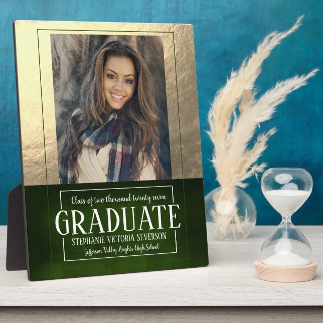 School Colors Green and Gold Photo Keepsake Plaque (Side)