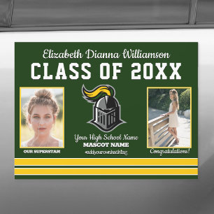 School Colors Green and Yellow Graduation Party Car Magnet
