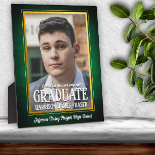 School Colors Green and Yellow Graduation Photo Plaque