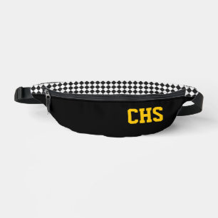 School Colors INITIALS Checkerboard Team Fun Fanny Pack