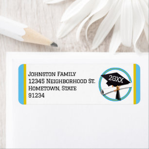  School Colors Lt Blue and Gold Graduation Label