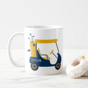 School Colors - Navy Blue & Gold Golf Cart Coffee Mug