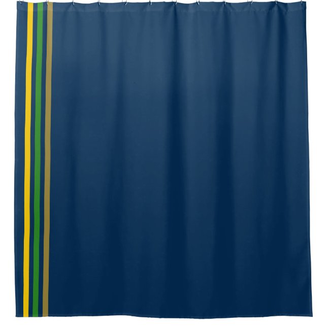School Colors Navy Gold Green and Yellow Shower Curtain (Front)