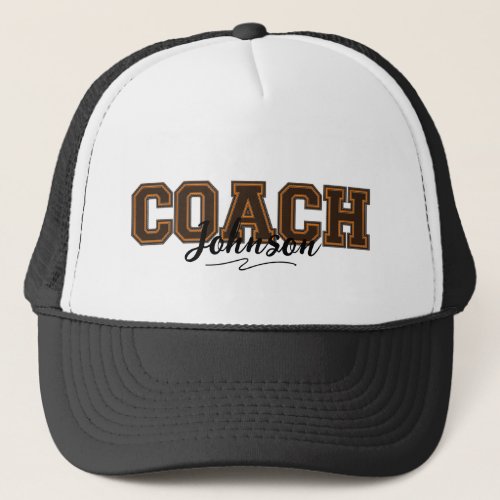 School Colors Personalized Coach_Orange and Brown Trucker Hat