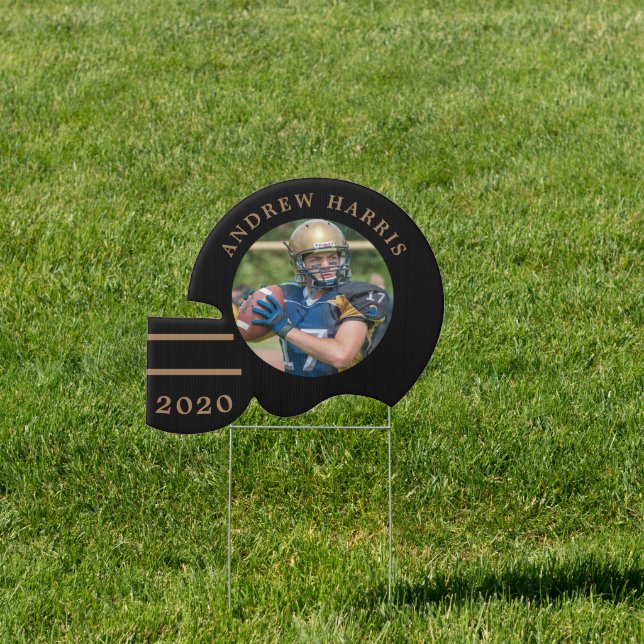 school colors photo helmet graduate yard sign (Insitu)