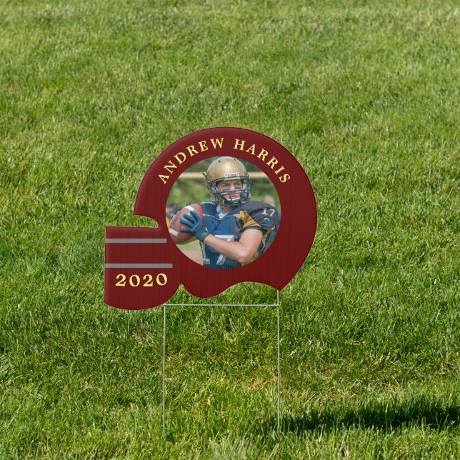 school colors photo helmet graduate yard sign (Insitu)