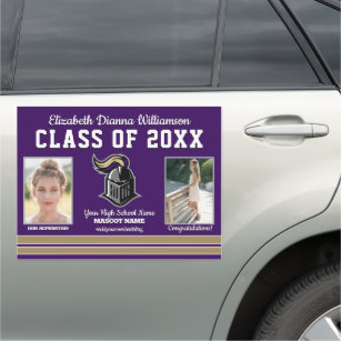 School Colors Purple and Gold Graduation Parade Car Magnet