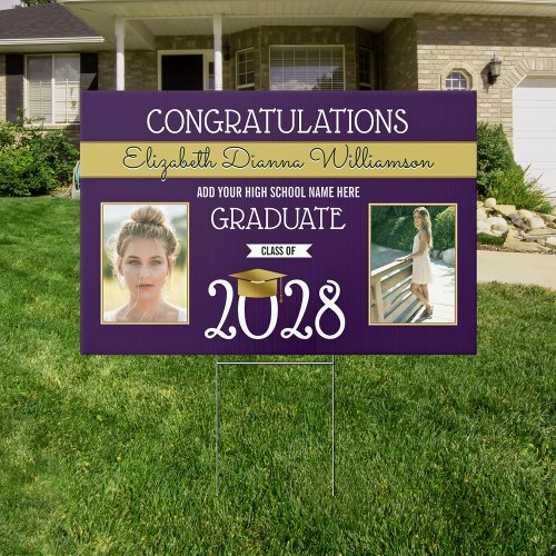 School Colors Purple and Gold Graduation Sign