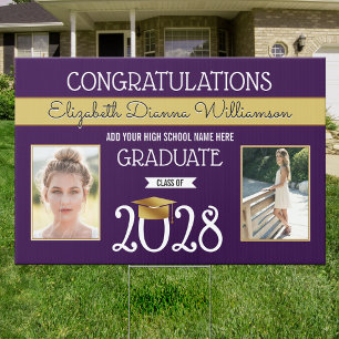 School Colors Purple and Gold Graduation Sign