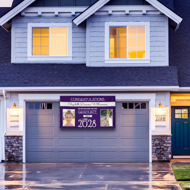 School Colors Purple and Silver Graduation Banner (Creator Uploaded)