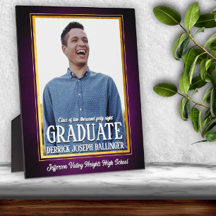 School Colors Purple and Yellow Graduation Photo Plaque